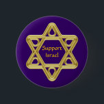 Star of David Gold 6 Cm Round Badge<br><div class="desc">Show your pride in your Jewish heritage and your support of Israel with this stylised Star of David gold design. This design is fully customisable add your own background colour and change the text.</div>