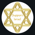Star of David Gold Classic Round Sticker<br><div class="desc">Show your pride in your Jewish heritage and your support of Israel with this stylised Star of David gold design. This design is fully customisable add your own background colour and change the text.</div>