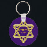 Star of David Gold Key Ring<br><div class="desc">Show your pride in your Jewish heritage and your support of Israel with this stylised Star of David gold design. This design is fully customisable add your own background colour and change the text.</div>