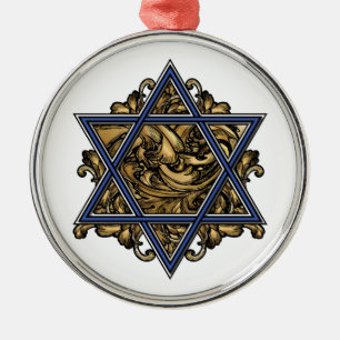 Star of David Gold Metal Tree Decoration