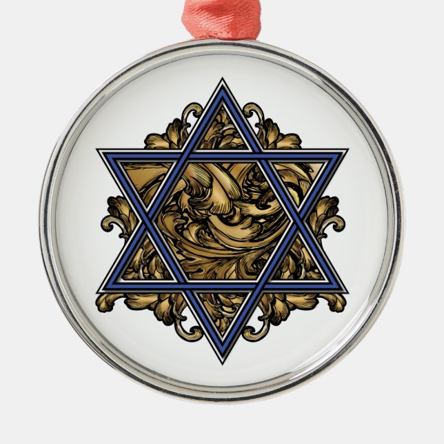 Star of David Gold Metal Tree Decoration (Front)