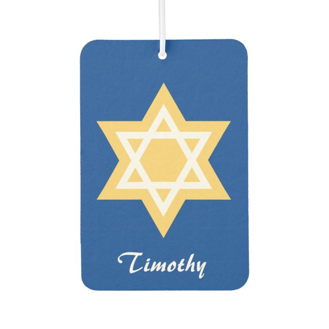 Star of David golden and white Car Air Freshener (Front)