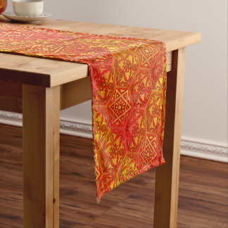 Star of David Golden Fire Red Short Table Runner