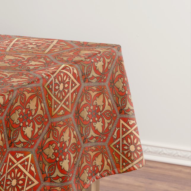 Star of David Golden Red Tablecloth (In Situ)