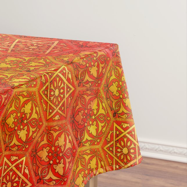Star of David Golden Red Tablecloth (In Situ)