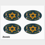 Star of David Hand-drawn Floral Jewish Custom Oval Sticker<br><div class="desc">Hand drawn florals by me for you. Great for a bat mitzvah or Jewish wedding or Hanukkah or other event. For more designs and colours check my shop! Or let me know if you'd like something custom.  Ask if you don't find what you need! :)</div>
