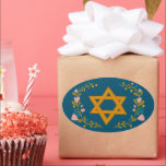 Star of David Hand-drawn Floral Jewish Custom Oval Sticker<br><div class="desc">Hand drawn florals by me for you. Great for a bat mitzvah or Jewish wedding or Hanukkah or other event. For more designs and colours check my shop! Or let me know if you'd like something custom.  Ask if you don't find what you need! :)</div>