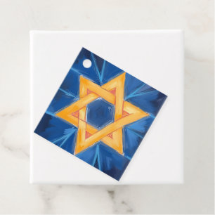 Star of David Hanukkah Blue Watercolor Favour Tags