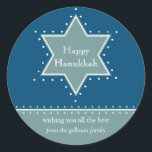 Star of David Hanukkah Gift Message Sticker<br><div class="desc">Today's Best Award - October 7, 2010 A Star of David outlined by white dotts serves as a frame for your holiday personal message. What a great Hanukkah sticker to place on gifts for your child's teacher, the mailman, doorman or delivery person. Available in alternate colours with matching photo cards,...</div>