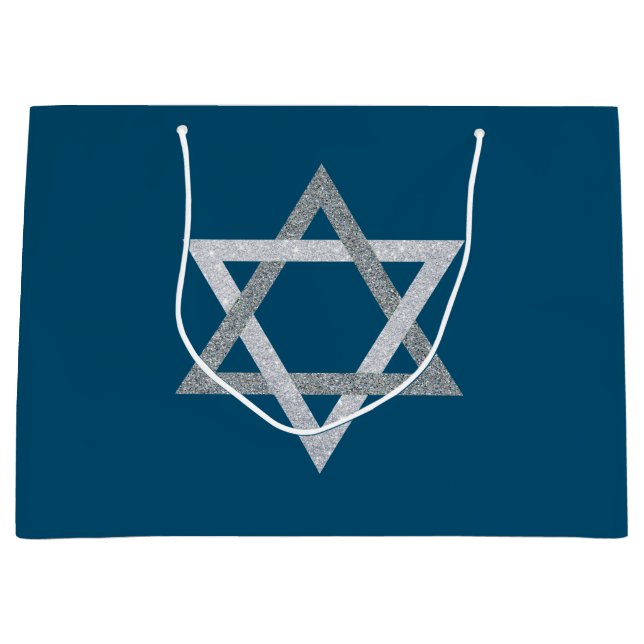 Star of David Hanukkah Glitter Large Gift Bag (Front)