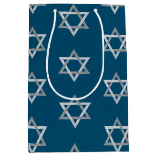 Star of David Hanukkah Glitter Medium Gift Bag
