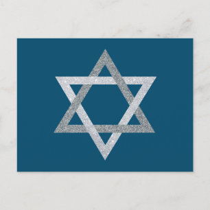 Star of David Hanukkah Glitter Postcard