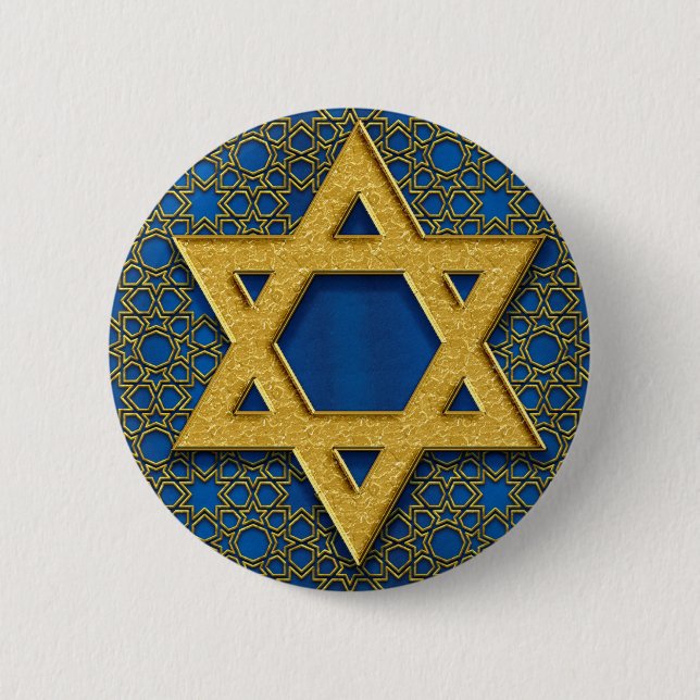 Star of David, Hanukkah Pattern Holiday Gift 6 Cm Round Badge (Front)
