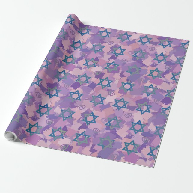 Star of David Hanukkah Wrapping Paper (Unrolled)