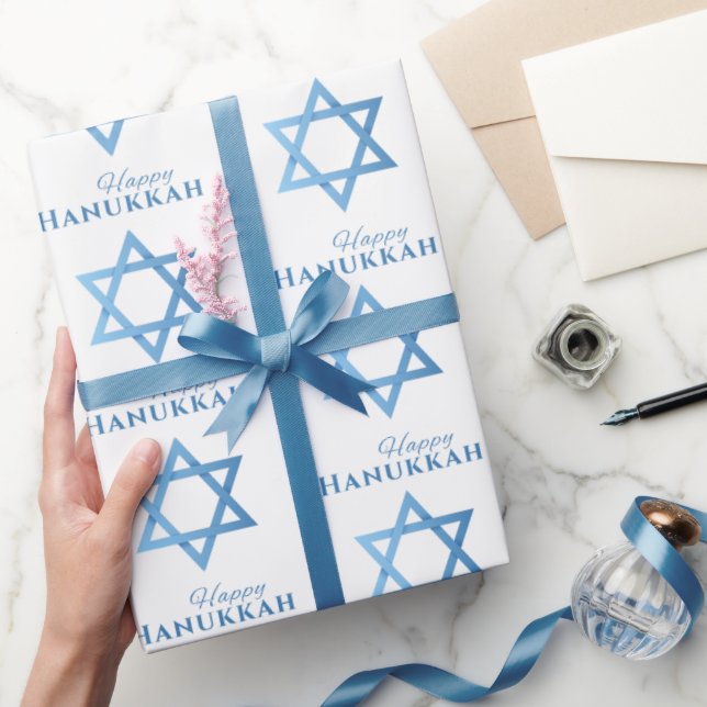 Star of David Happy Hanukkah Seamless Pattern Wrapping Paper (Gifting)