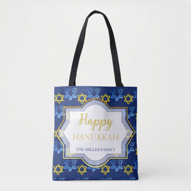 Star Of David Happy Hanukkah Watercolour  Tote Bag (Front)