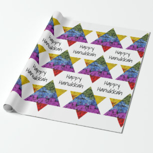 Star of David Happy Hanukkah Wrapping Paper