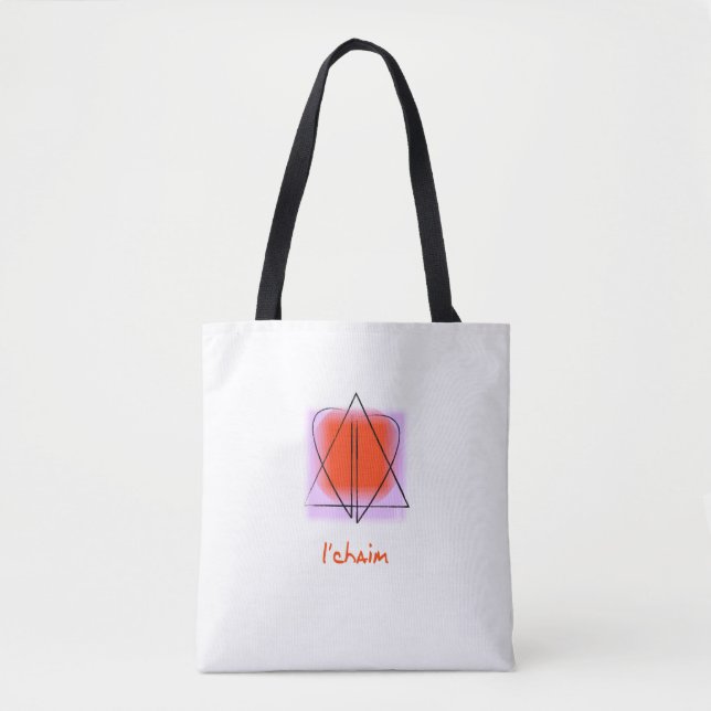 Star of David/Heart l'chaim Shoulder Tote Bag (Front)