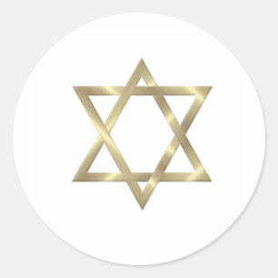 Star of David in shiny gold Classic Round Sticker