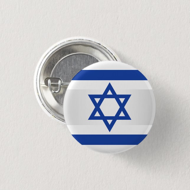 Star of David Israeli Flag White Blue 3 Cm Round Badge (Front & Back)