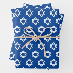 Star of David Jewish Bar Mitzvah Hanukkah Simple Wrapping Paper Sheet
