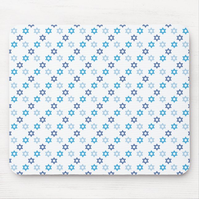 Star of David Jewish Blue and White Mouse Mat (Front)