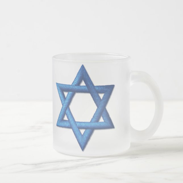 Star of David  Jewish Frosted Glass Coffee Mug (Right)