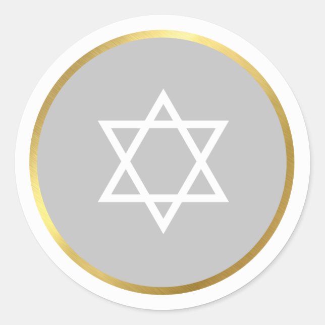 STAR OF DAVID jewish spot circle grey Classic Round Sticker (Front)