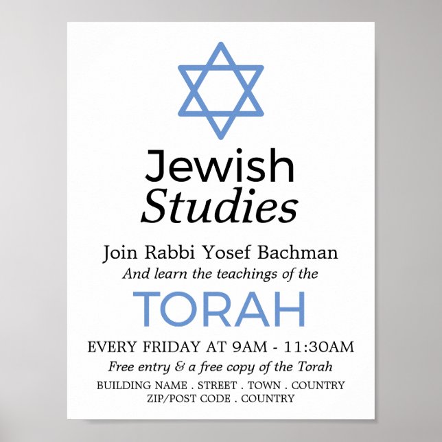 Star Of David, Judaism, Jewish Studies Advertising Poster (Front)