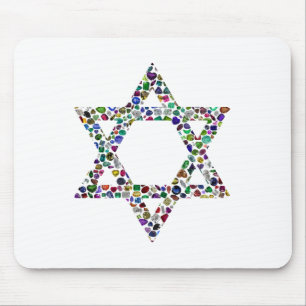 Star of David made with Gemstones in All Colours Mouse Mat