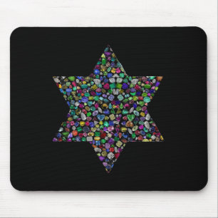 Star of David made with Gemstones in All Colours Mouse Mat