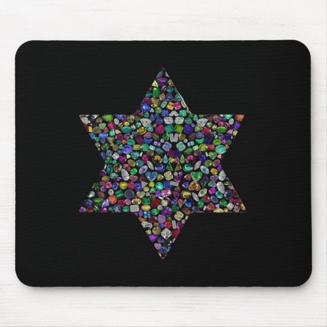 Star of David made with Gemstones in All Colours Mouse Mat (Front)