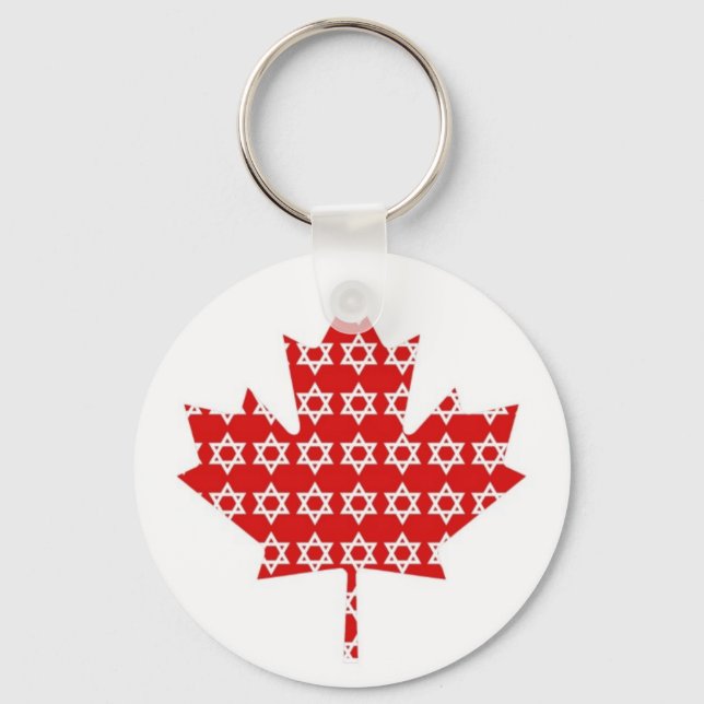 Star of David Maple Leaf Canadian Flag Ts, Gifts Key Ring (Front)