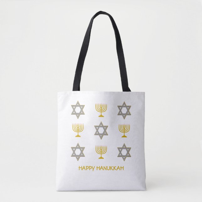 Star of David Menorah HANUKKAH Tote Bag (Front)