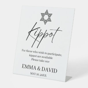 Star of David Minimal Jewish Wedding Kippot Sign  