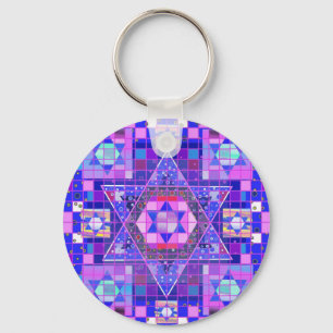 Star of David mosaic Key Ring