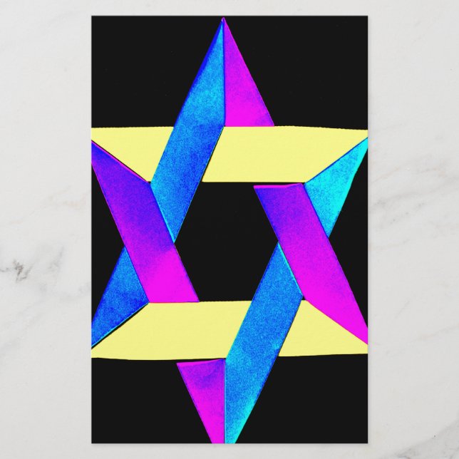 Star of David Multicolor Fun Stationery (Front)