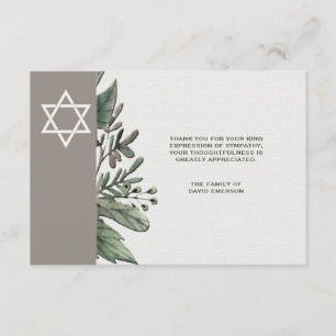 Star of David Nature Bereavement Thank You Card