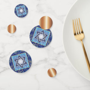 Star of David Navy Blue Gold Jewish  Confetti