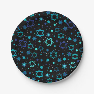 Star of David Paper Plates - Black