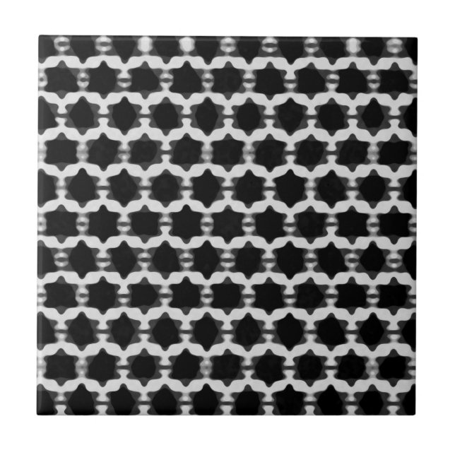Star of David Pattern: Black & White Tile (Front)