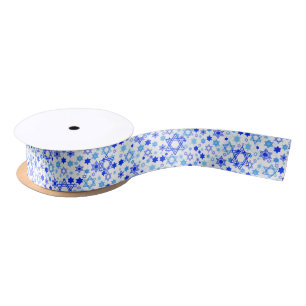 Star of David Pattern Hanukkah Satin Ribbon