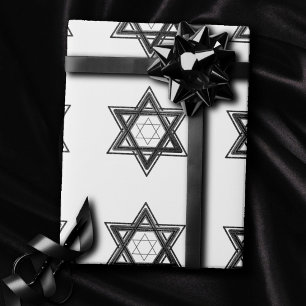 Star of David Pattern   Modern Black on White Wrapping Paper