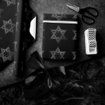 Star of David Pattern | Modern Monochrome Classic Wrapping Paper<br><div class="desc">Minimal classic black Bar/Bat Mitzvah and Hanukkah modern Star of David against a solid background creates an elegant,  sophisticated design. For other coordinating colours or matching products,  visit JustFharryn @ Zazzle.com or contact the designer,  c/o Fharryn@yahoo.com  All rights reserved. #zazzlemade #christmasdecor</div>