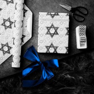 Star of David Pattern   Modern of Black on White Wrapping Paper