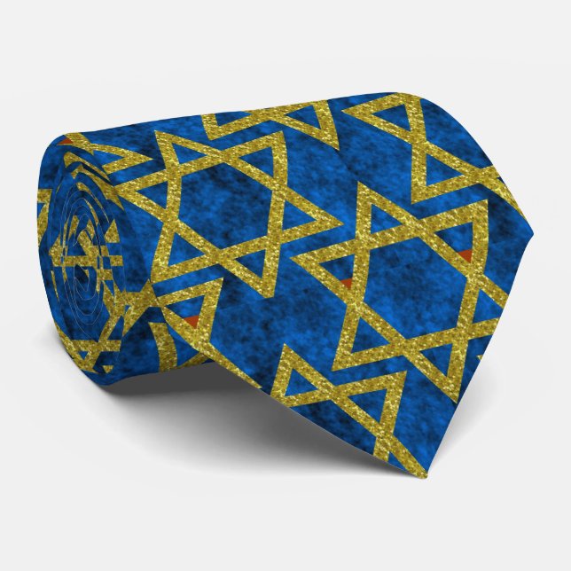 Star of David Pattern Ties. Tie (Rolled)