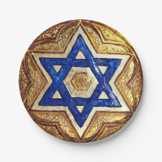 Star of David Plates, 7" Round Paper Plate