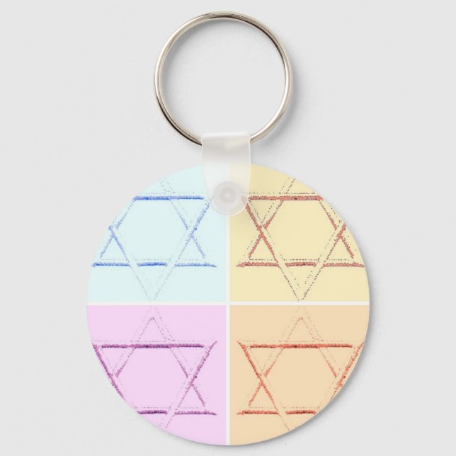 Star of David pop art Key Ring (Front)