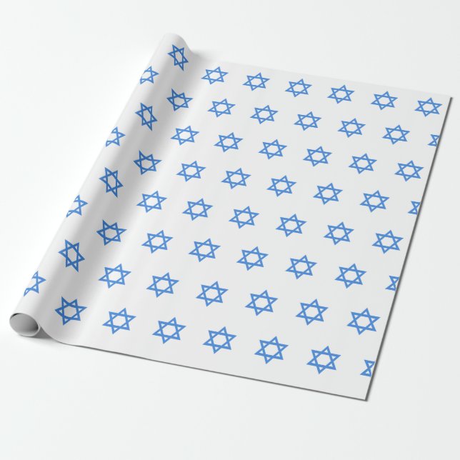Star of David Print Wrapping Paper (Unrolled)