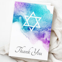 Star of David purple watercolor sympathy thank you